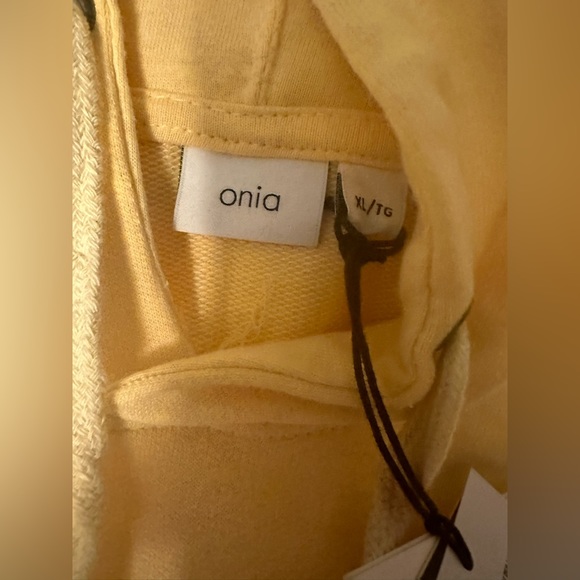 NWT - ONIA HEATHERED FRENCH TERRY PULL- OVER HOODIE COLOR - YELLOW CREAM - Picture 4 of 8
